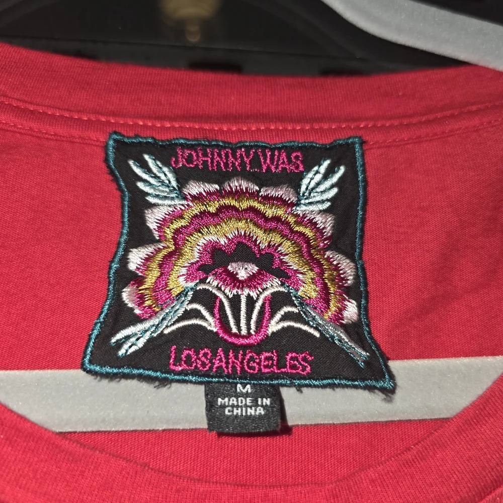 Johnny Was Red Blouse with Blue Butterfly Embroidery - Picture 4 of 11